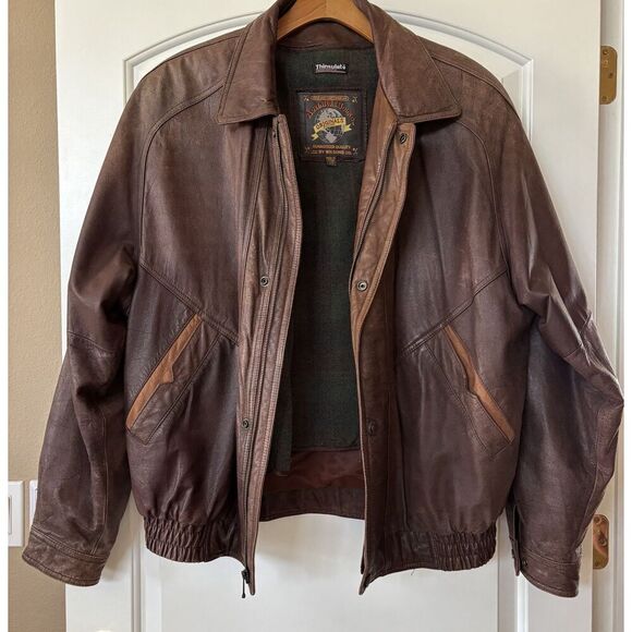 Wilsons Adventure Bound Vintage Leather Pilot Aviator Bomber Jacket Large tall - Picture 1 of 12